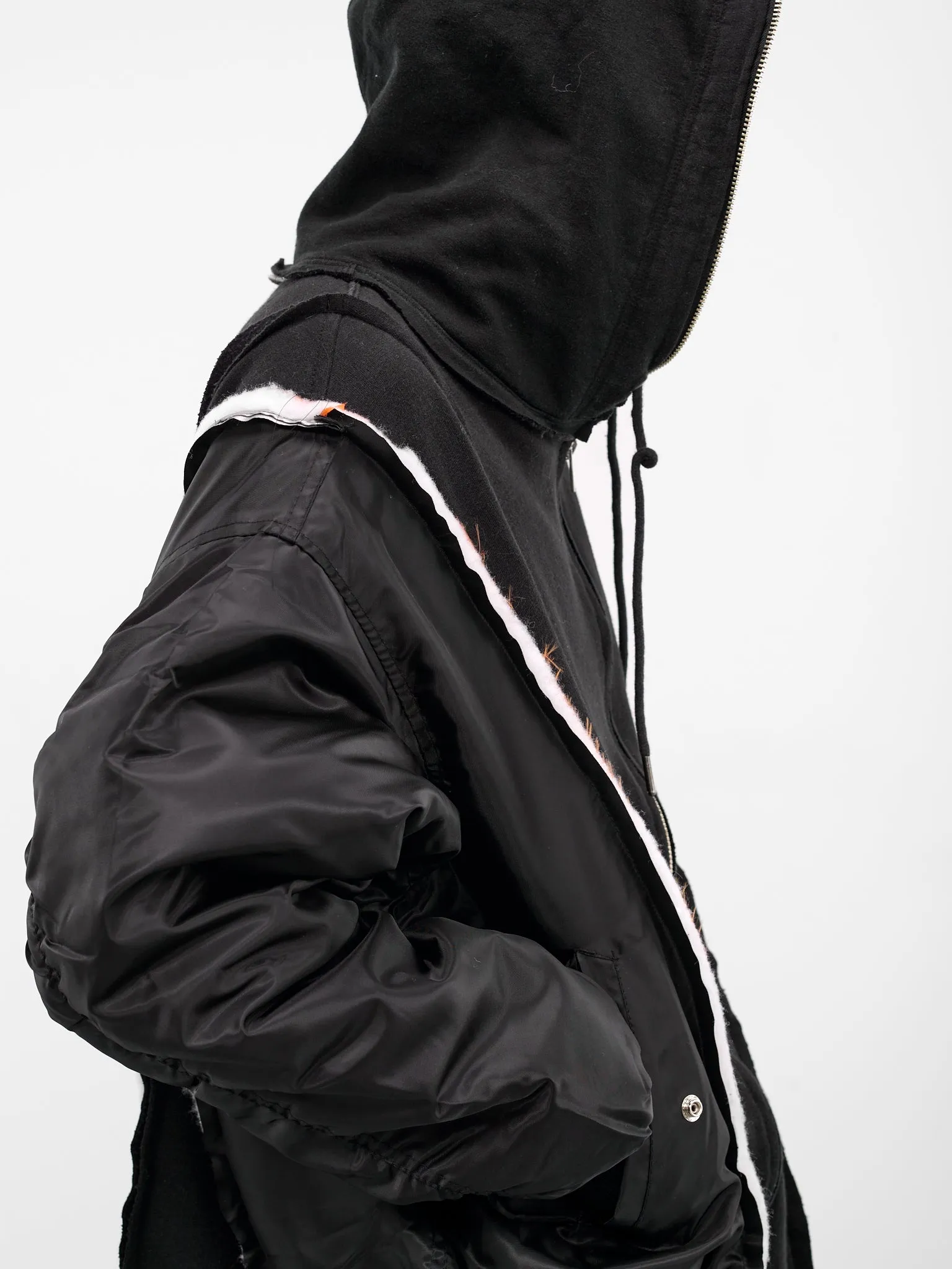 Black Hybrid Bomber Zip Hoodie (DC-NS-BL-07-BLACK) sold by lorenzo product image thumbnail 5