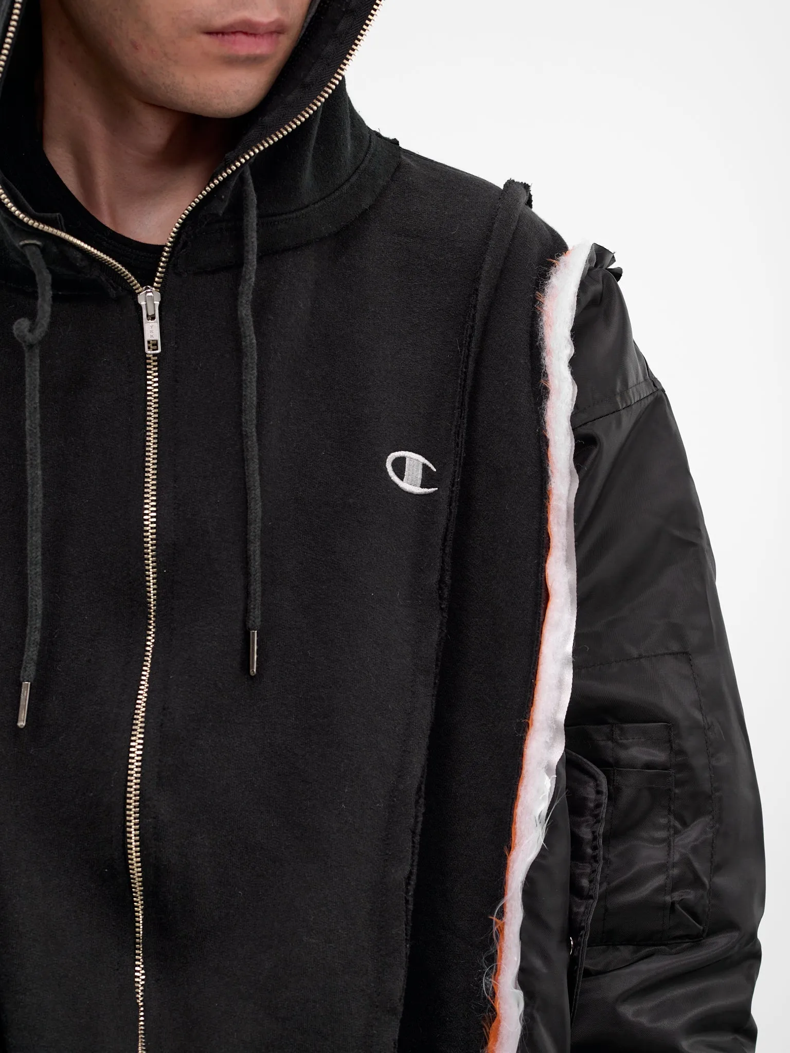 Black Hybrid Bomber Zip Hoodie (DC-NS-BL-07-BLACK) sold by lorenzo product image thumbnail 4