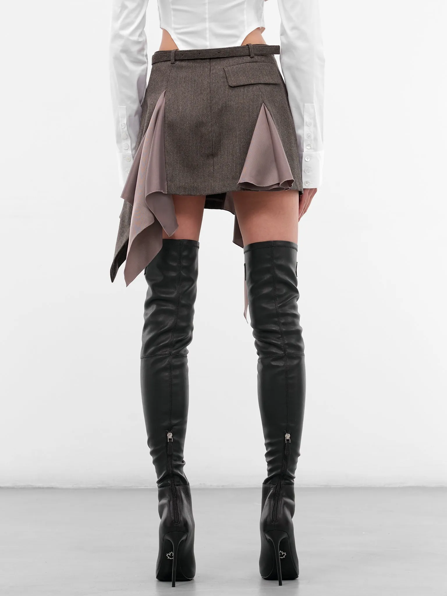 Deconstructed Flared Lining Mini Skirt (SK01-GRAY) sold by lorenzo product image thumbnail 3