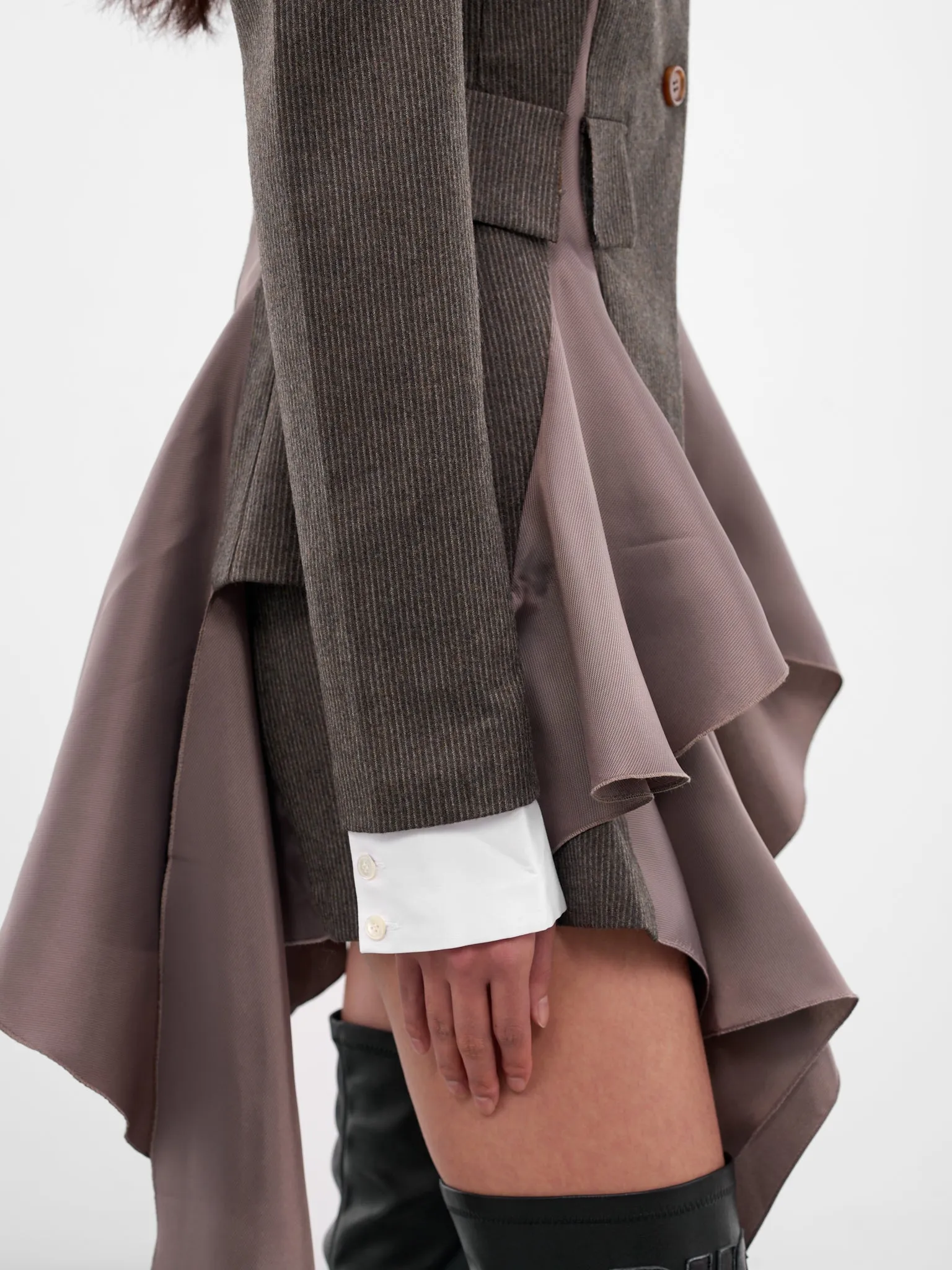 Brown Striped Flared Lining Blazer (JK02-GRAY) sold by lorenzo product image thumbnail 5