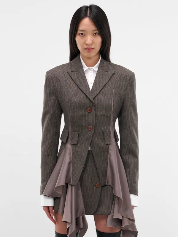 Brown Striped Flared Lining Blazer (JK02-GRAY) sold by lorenzo