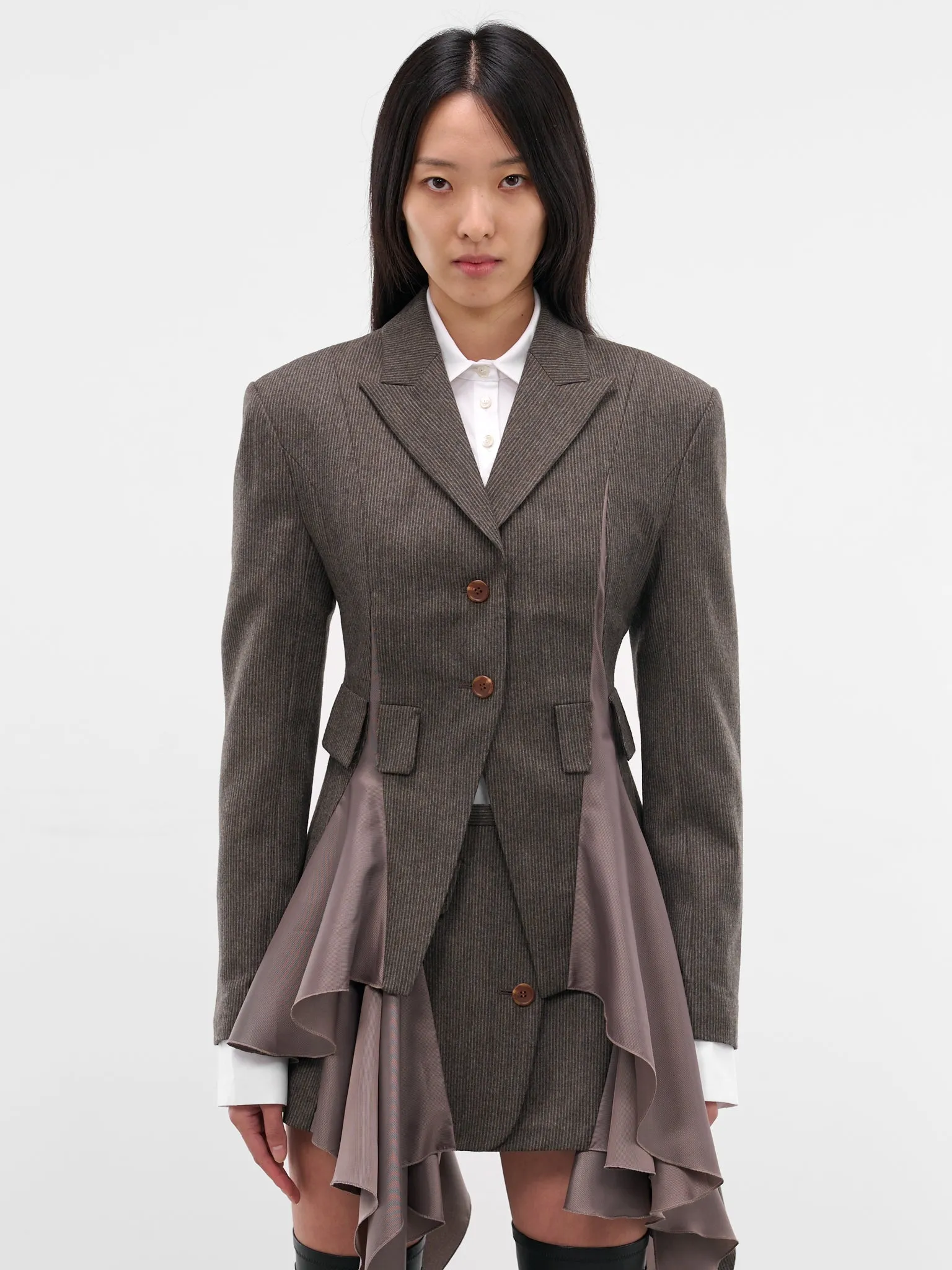 Brown Striped Flared Lining Blazer (JK02-GRAY) sold by lorenzo