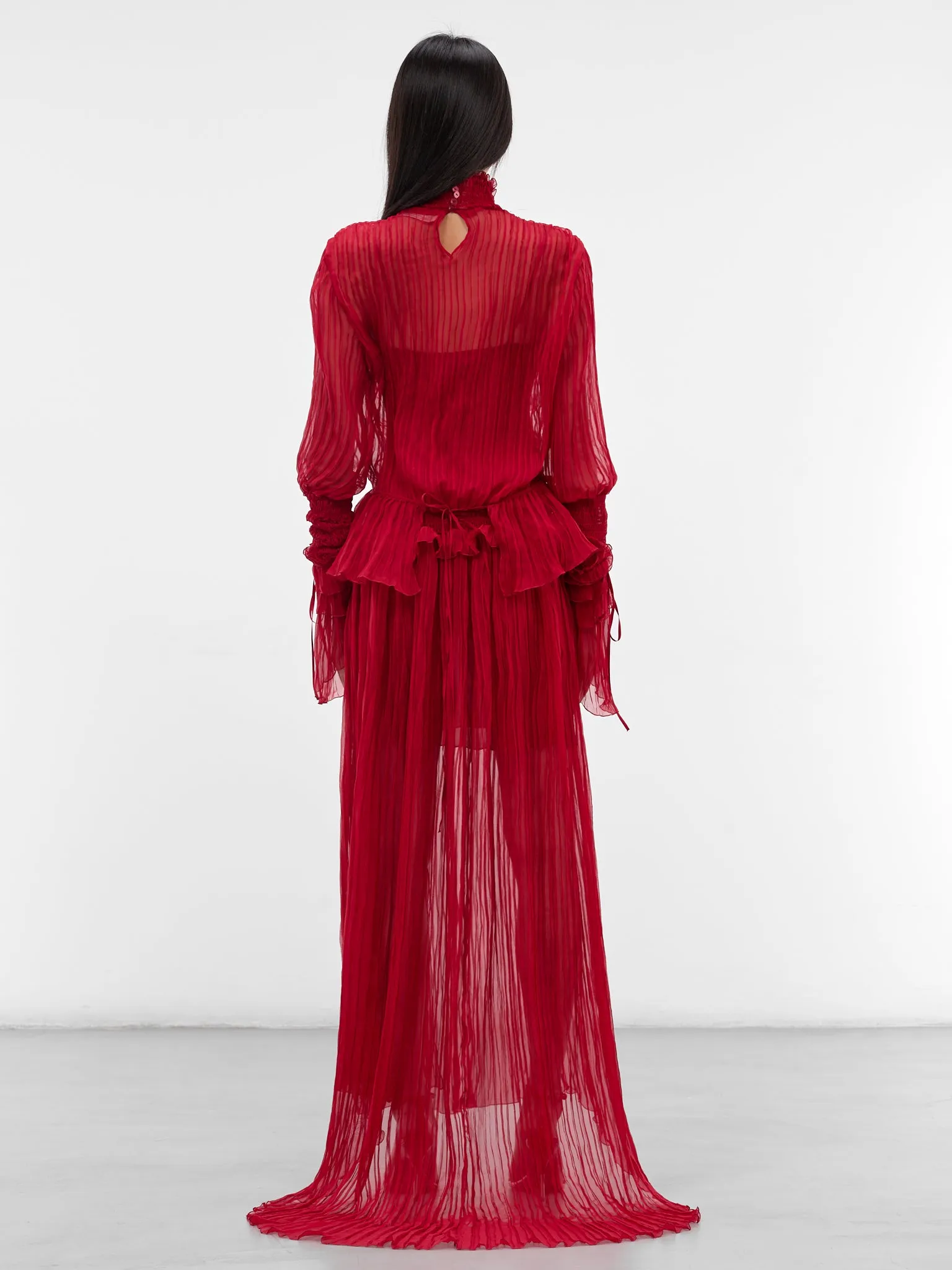 Red Silk Chiffon Layered Dress (4A327A-N0315-RED-CHILI-PEPPER) sold by lorenzo product image thumbnail 3
