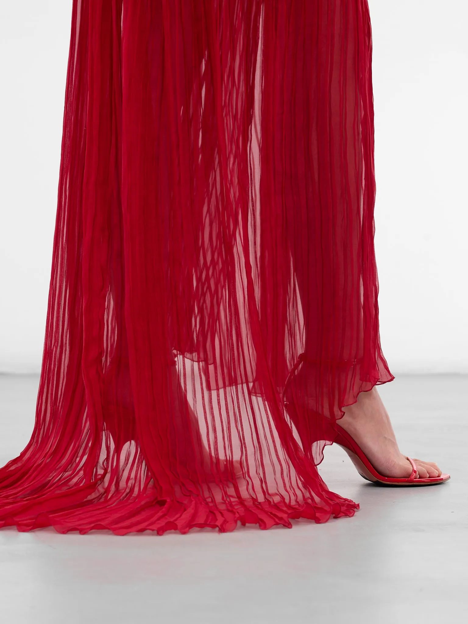 Red Silk Chiffon Layered Dress (4A327A-N0315-RED-CHILI-PEPPER) sold by lorenzo product image thumbnail 4