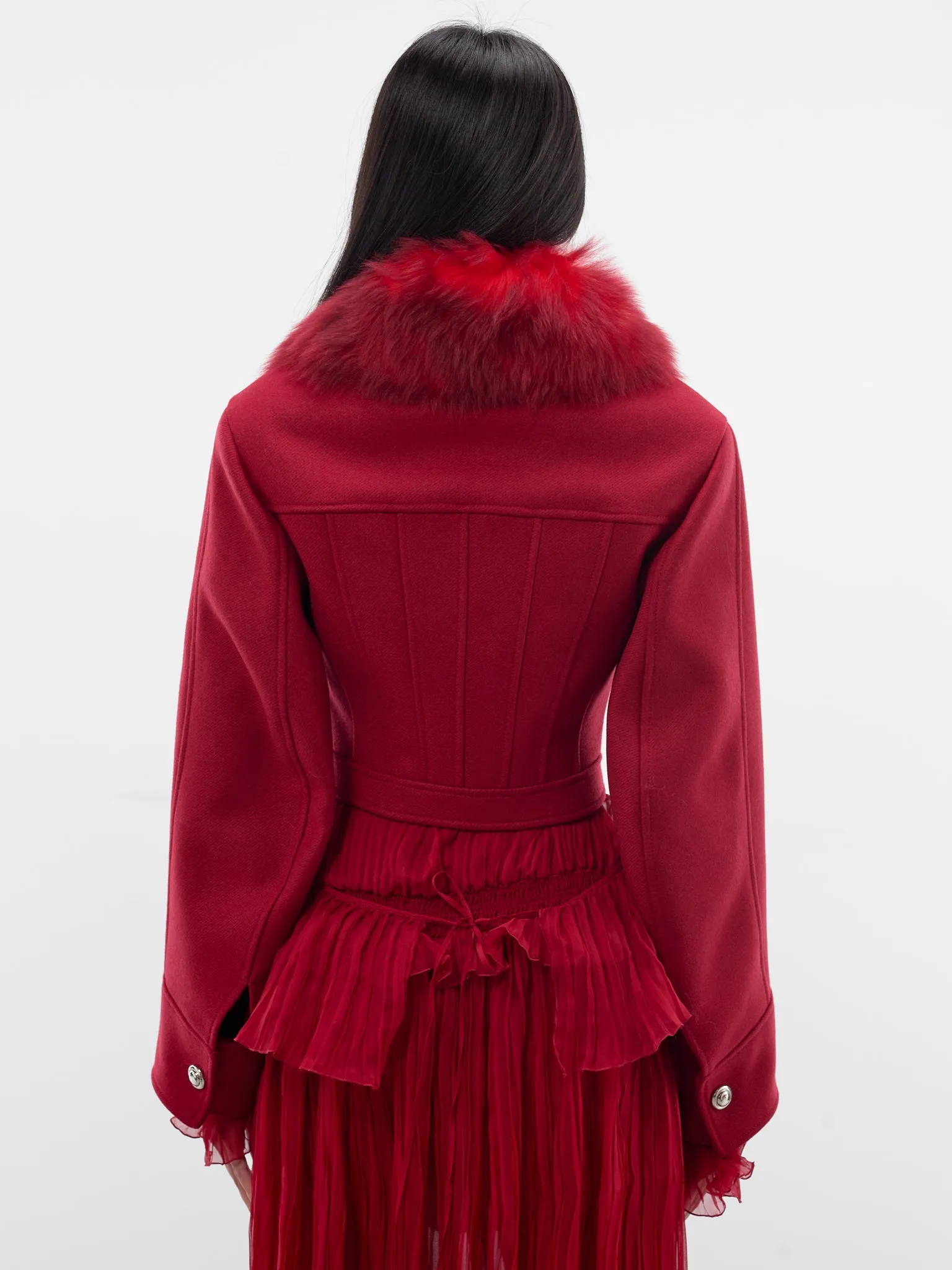 Red Wool Cropped Tailored Jacket (4S036A-N0315-RED-CHILI-PEPPER) sold by lorenzo product image thumbnail 3