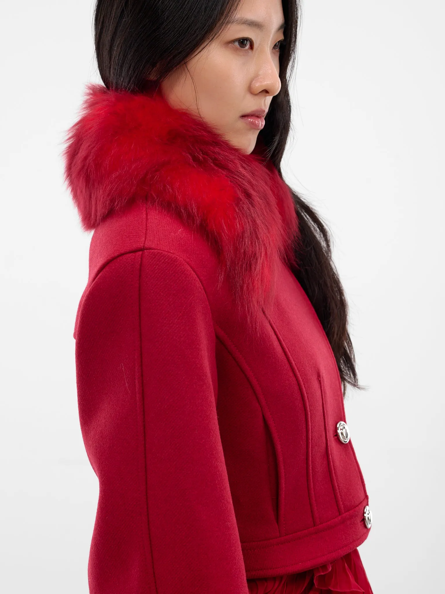 Red Wool Cropped Tailored Jacket (4S036A-N0315-RED-CHILI-PEPPER) sold by lorenzo product image thumbnail 5