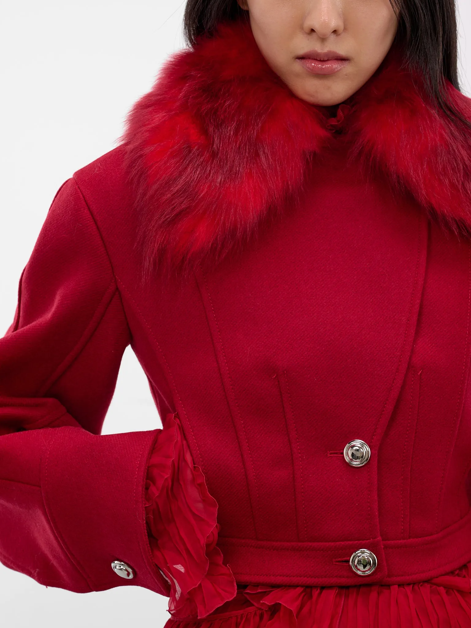 Red Wool Cropped Tailored Jacket (4S036A-N0315-RED-CHILI-PEPPER) sold by lorenzo product image thumbnail 4