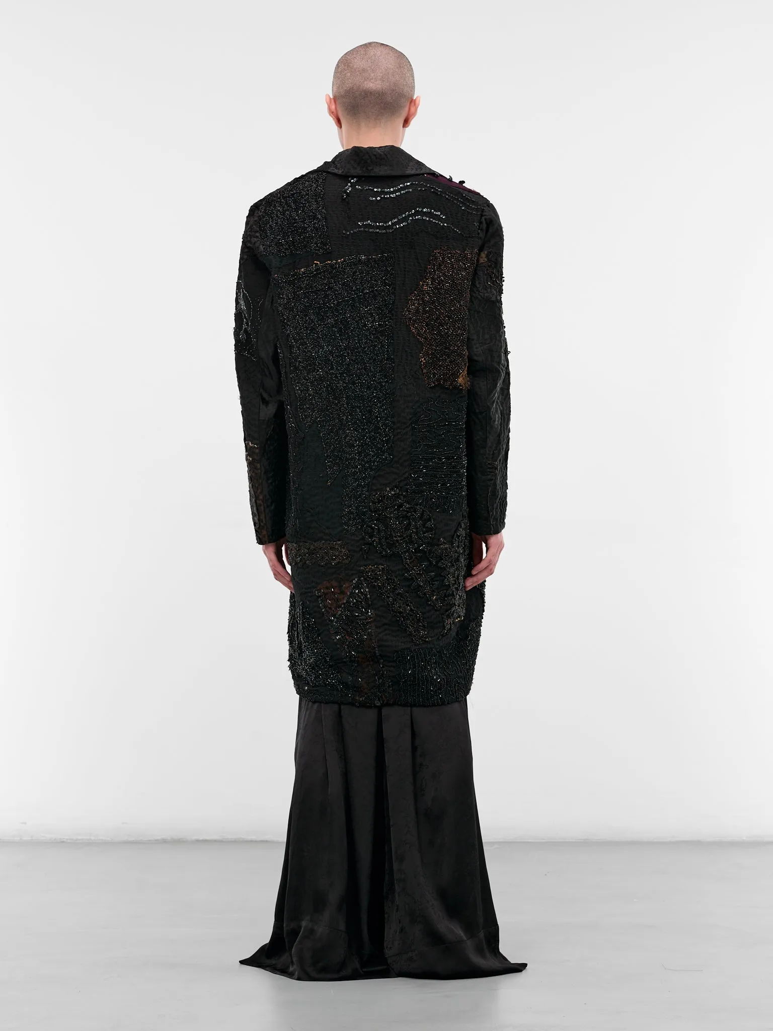 Black Patchwork Silk Finito Coat (170181-DARK) sold by lorenzo product image thumbnail 3