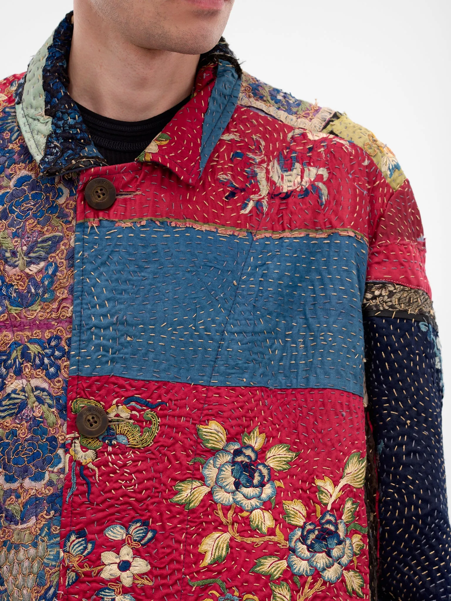 Patchwork Quilted Graphic Duster Coat (270015M-19TH-C-MULTI) sold by lorenzo product image thumbnail 4