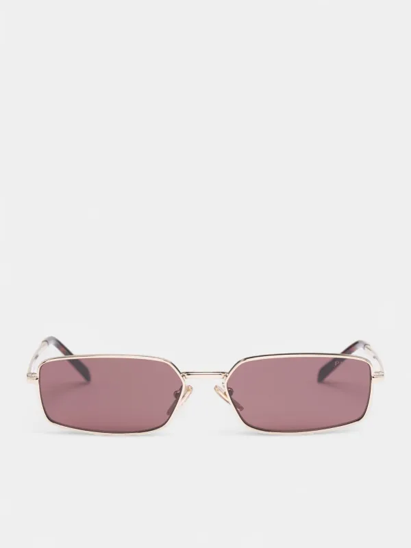 Gold Metal A60S Rectangle Sunglasses (0PR-A60S-PALE-GOLD-BLACK-CHOCO) sold by lorenzo