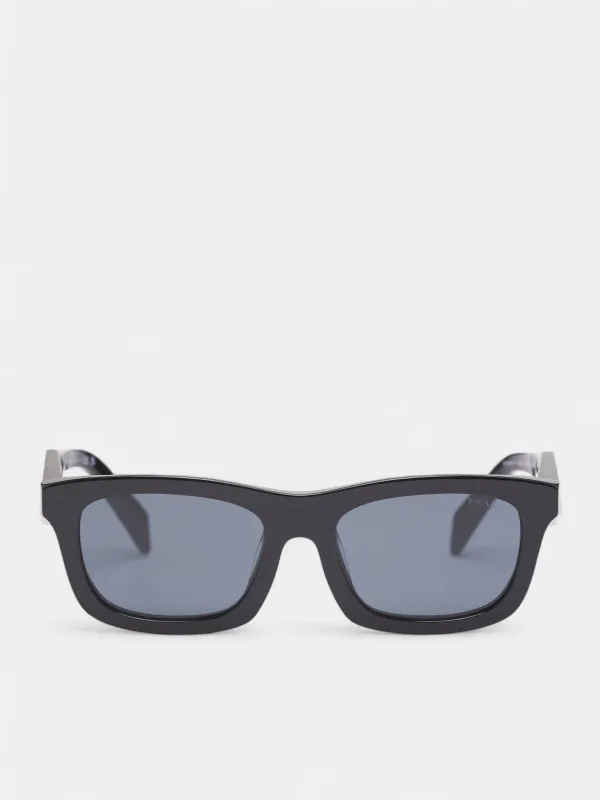 Black Matte C06SF Rectangle Sunglasses (0PR-C06SF-BLACK-DARK-GREY) sold by lorenzo