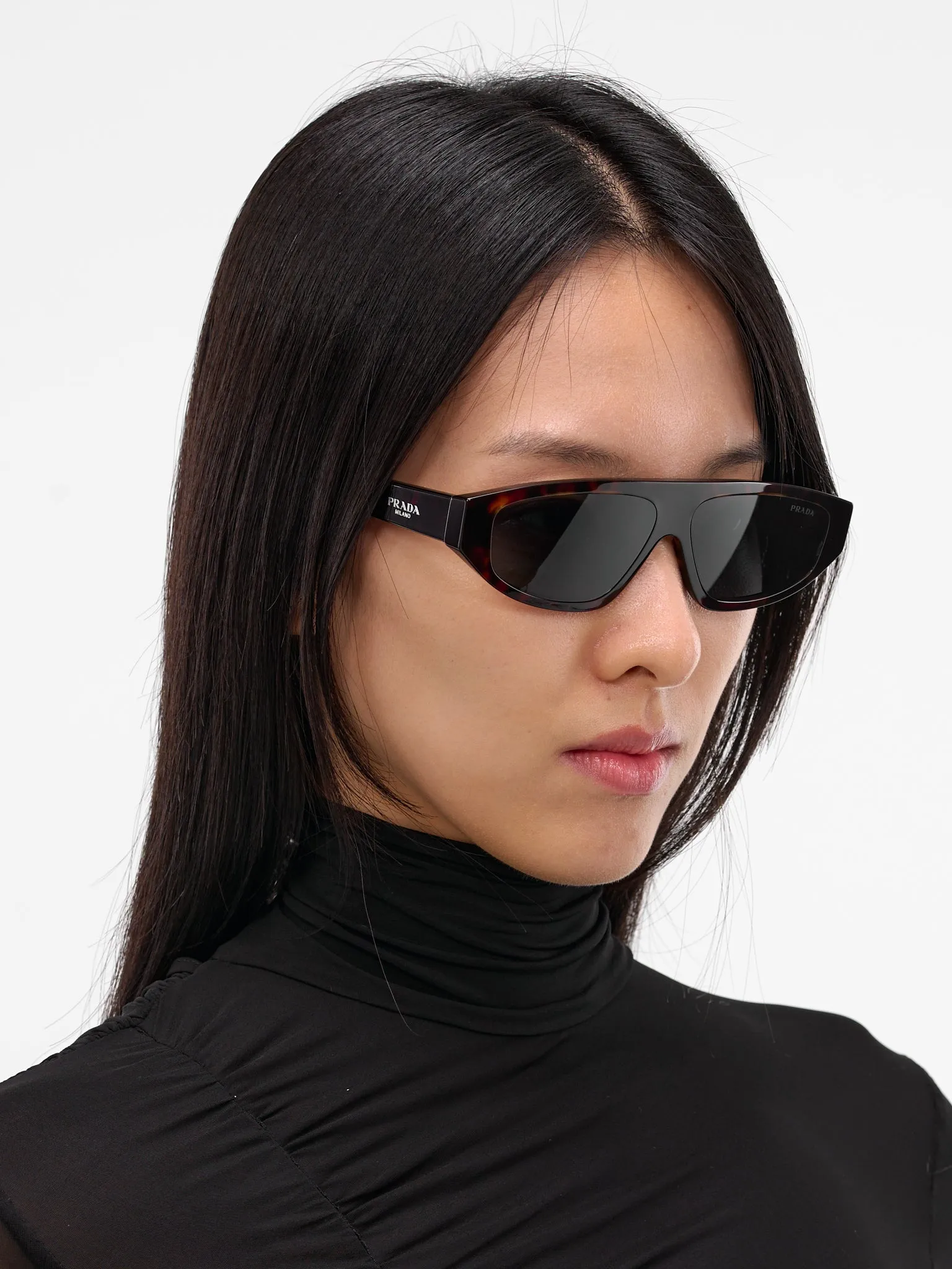 Tortoiseshell C02S Geometric Sunglasses (0PR-C02S-ROOT-HAVANA-DARK-GREY) sold by lorenzo product image thumbnail 3