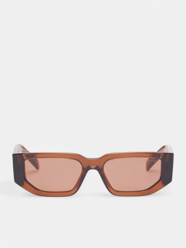 Brown Translucent 09ZS Geometric Sunglasses (0PR-09ZS-DARK-TRANSPARENT-BROW) sold by lorenzo