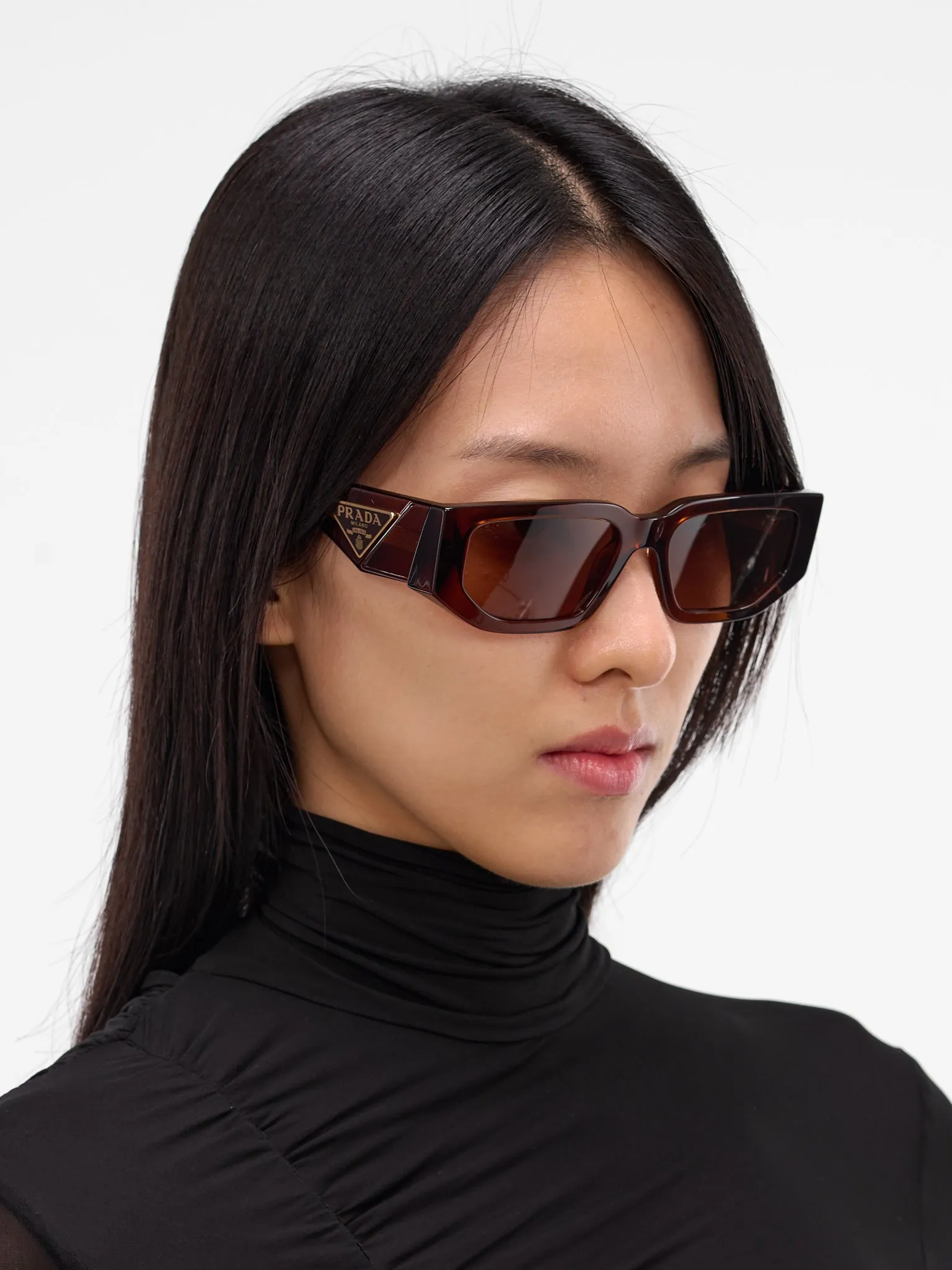 Brown Translucent 09ZS Geometric Sunglasses (0PR-09ZS-DARK-TRANSPARENT-BROW) sold by lorenzo product image thumbnail 3