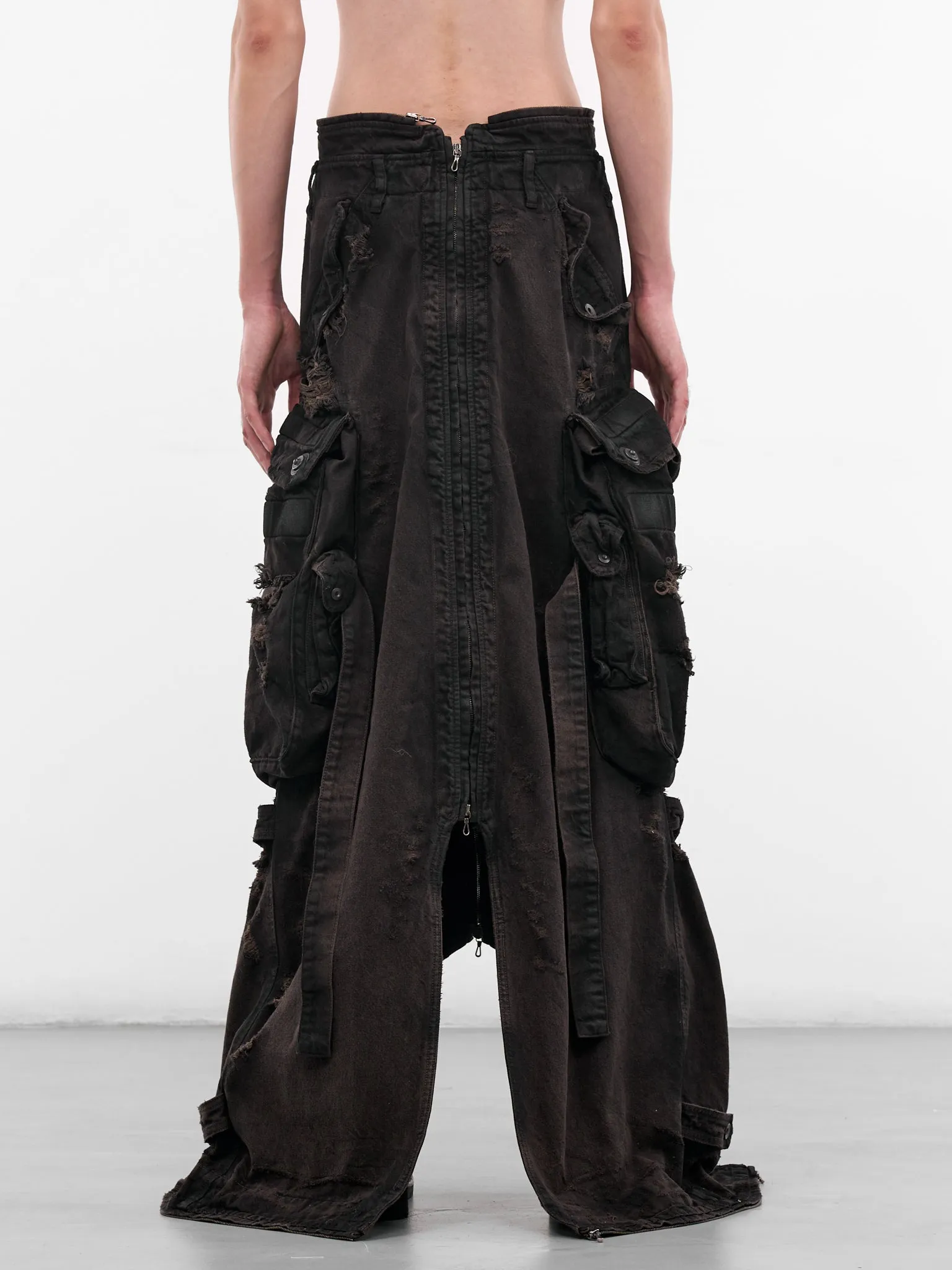 Brown Distressed Denim Long Skirt (917SKU10-BW-DARK-BROWN) sold by lorenzo product image thumbnail 3