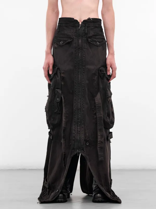 Brown Distressed Denim Long Skirt (917SKU10-BW-DARK-BROWN) sold by lorenzo