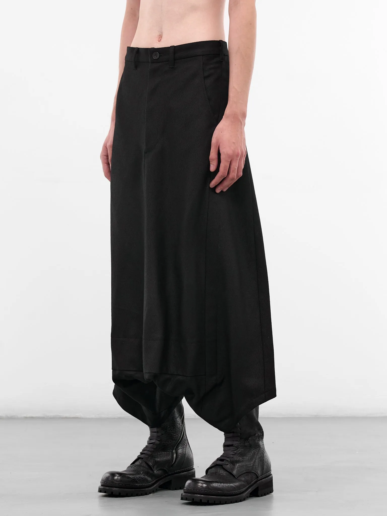 Black Baggy Drop Crotch Trousers (917PAM10-BLACK) sold by lorenzo product image thumbnail 2