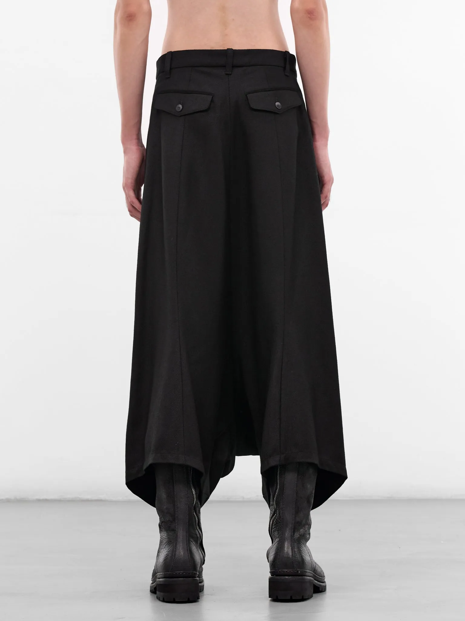 Black Baggy Drop Crotch Trousers (917PAM10-BLACK) sold by lorenzo product image thumbnail 3