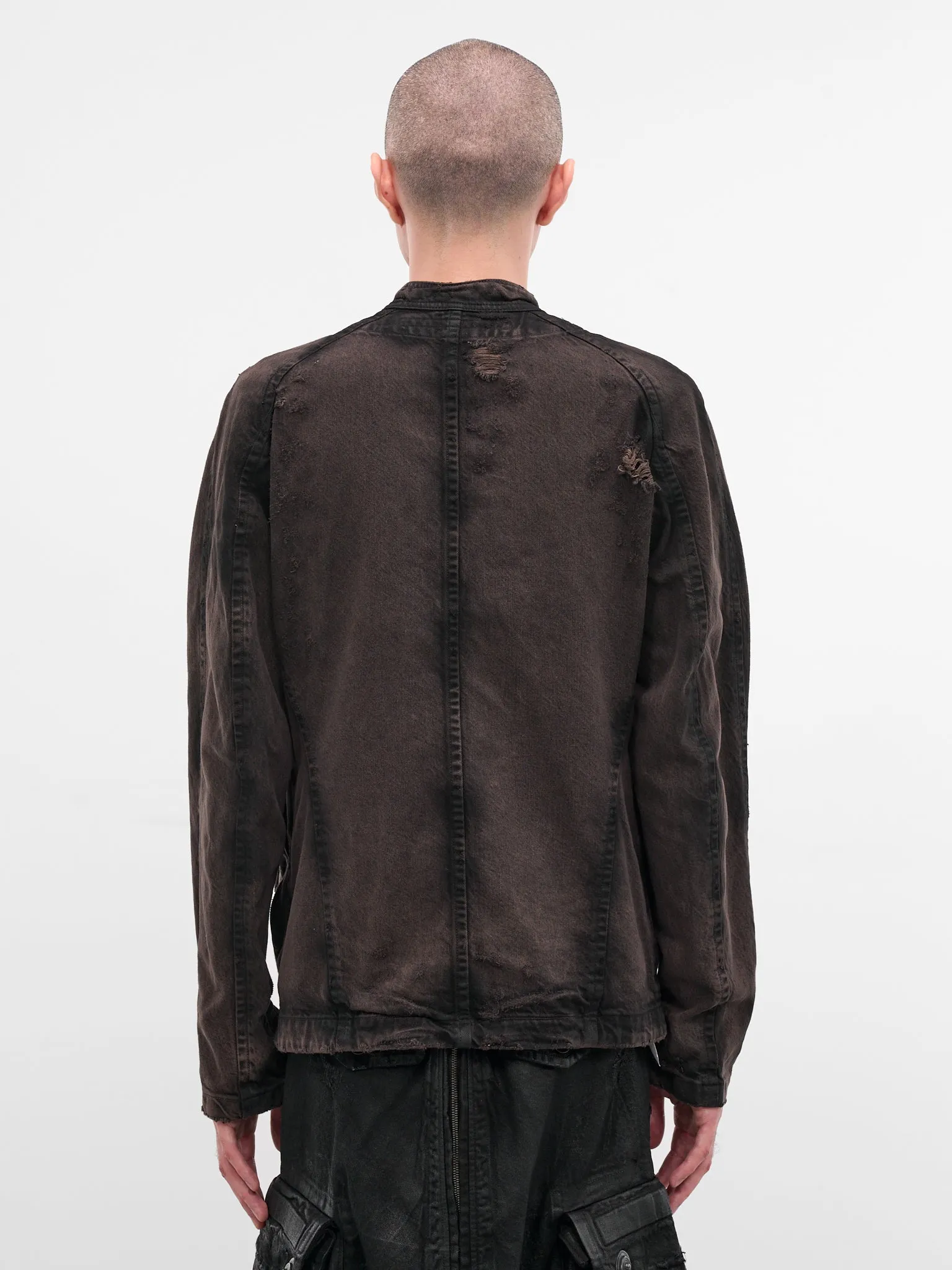 Brown Distressed Denim Jacket (917BLM1-BW-DARK-BROWN) sold by lorenzo product image thumbnail 3