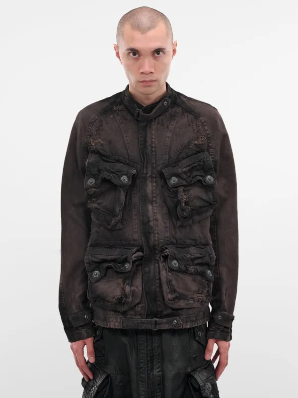 Brown Distressed Denim Jacket (917BLM1-BW-DARK-BROWN) sold by lorenzo