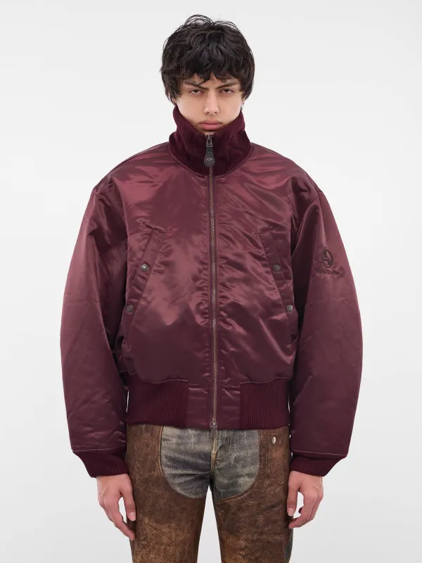 Burgundy Technical Nylon Bomber Jacket (FN-MN-OUTW001185-BURGUNDY) sold by lorenzo