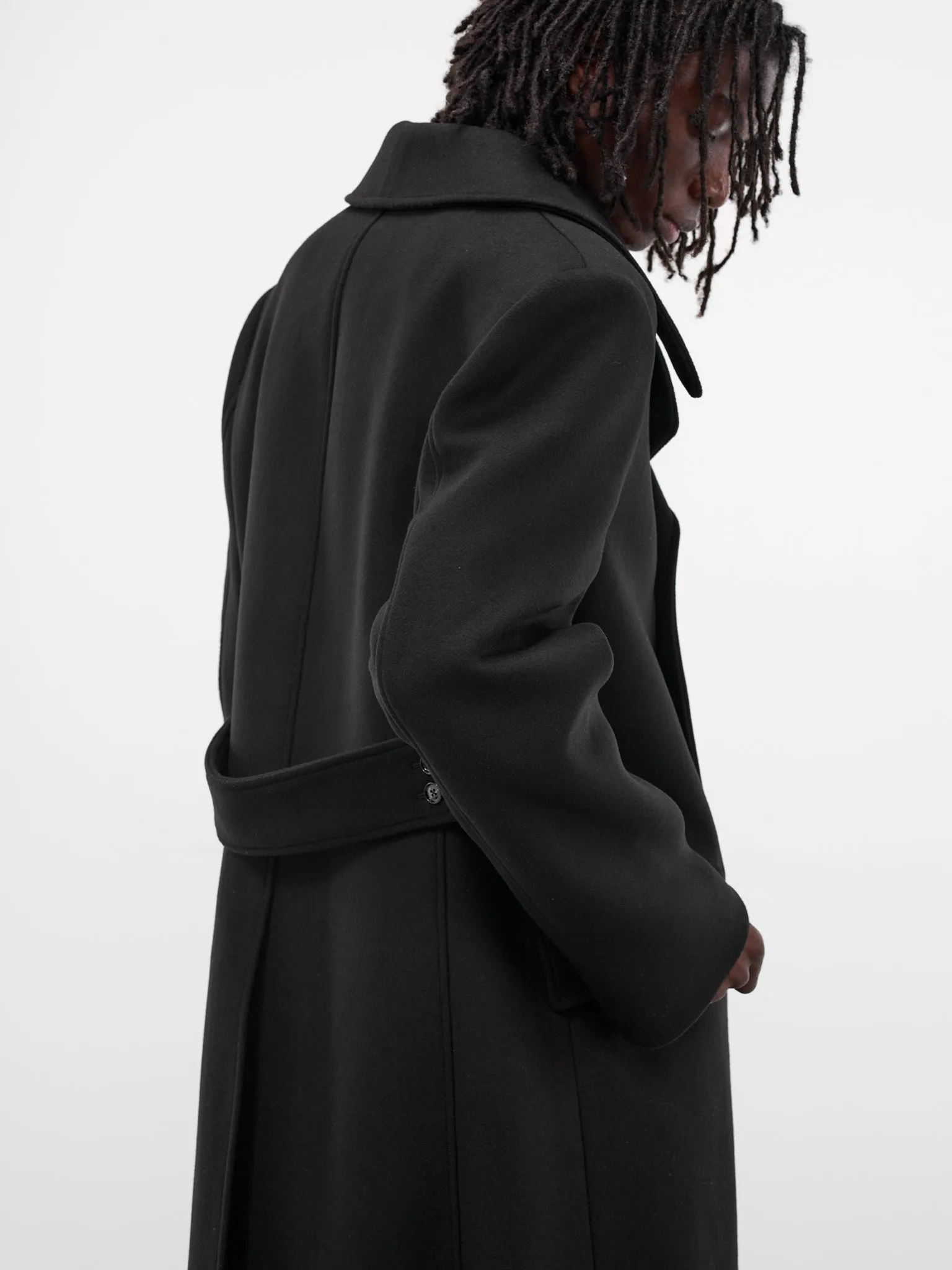 Miles Black Long Wool Coat (B0013513-FA674-BLACK) sold by lorenzo product image thumbnail 4