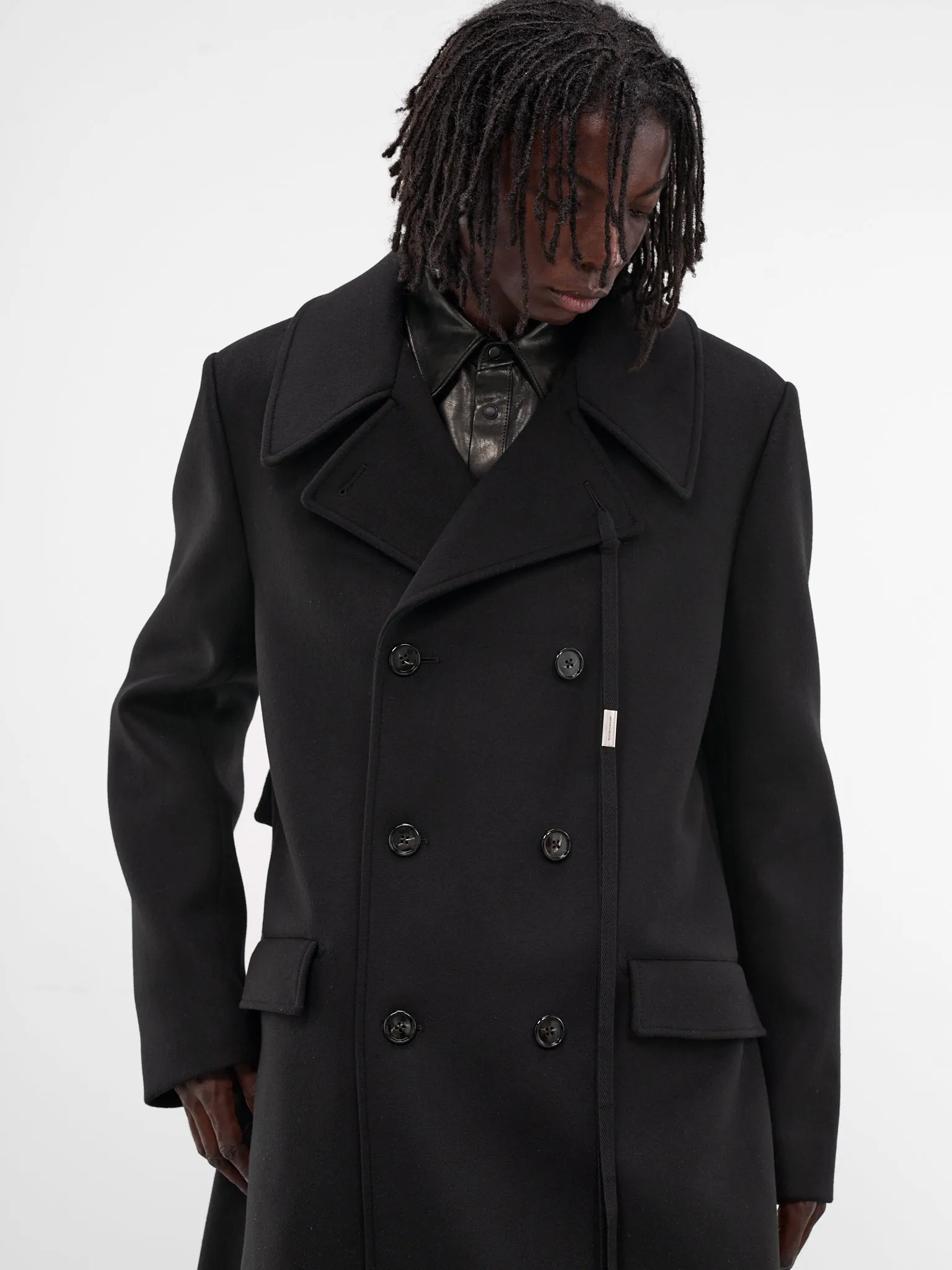 Miles Black Long Wool Coat (B0013513-FA674-BLACK) sold by lorenzo product image thumbnail 5