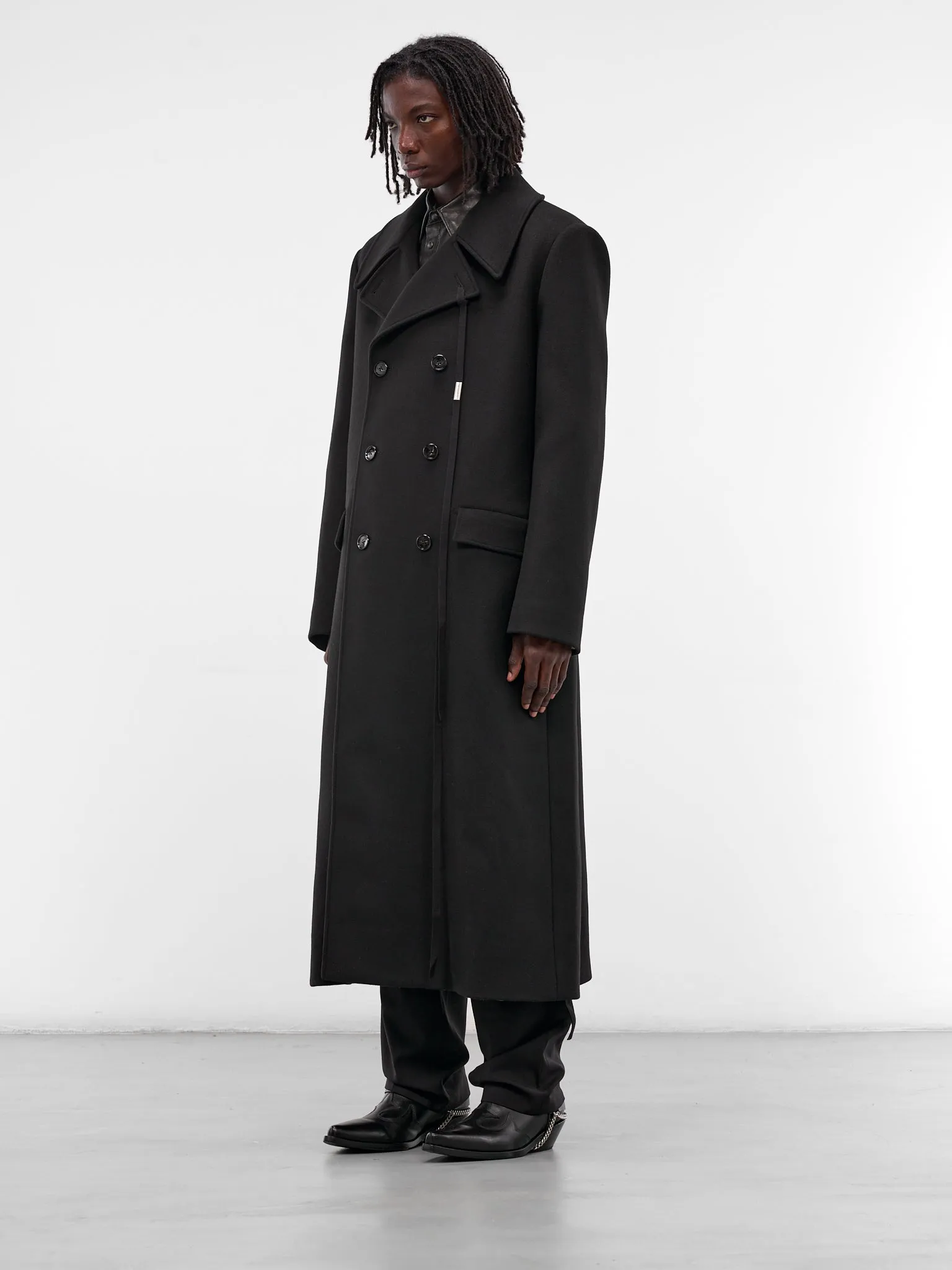 Miles Black Long Wool Coat (B0013513-FA674-BLACK) sold by lorenzo product image thumbnail 2