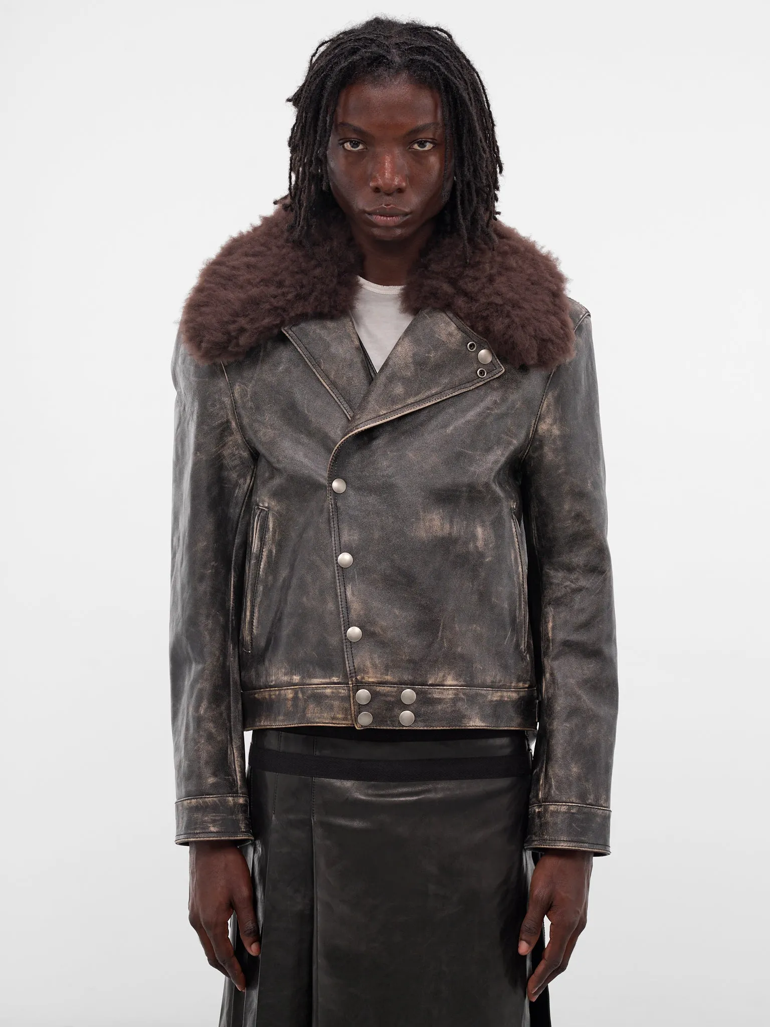 Binus Leather Shearling Aviator Jacket (B0013398-LT169-BLACK-NUDE) sold by lorenzo