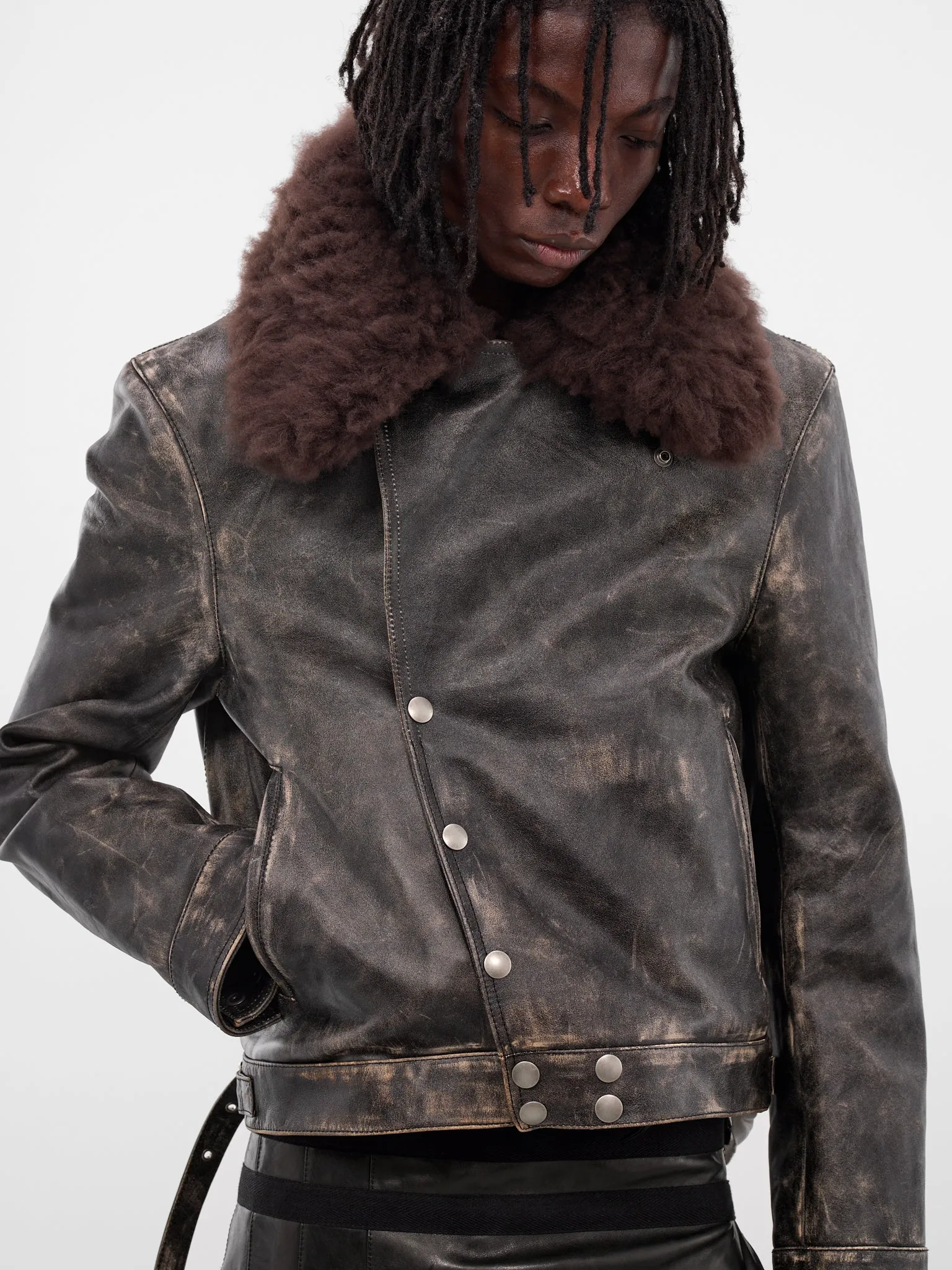 Binus Leather Shearling Aviator Jacket (B0013398-LT169-BLACK-NUDE) sold by lorenzo product image thumbnail 4