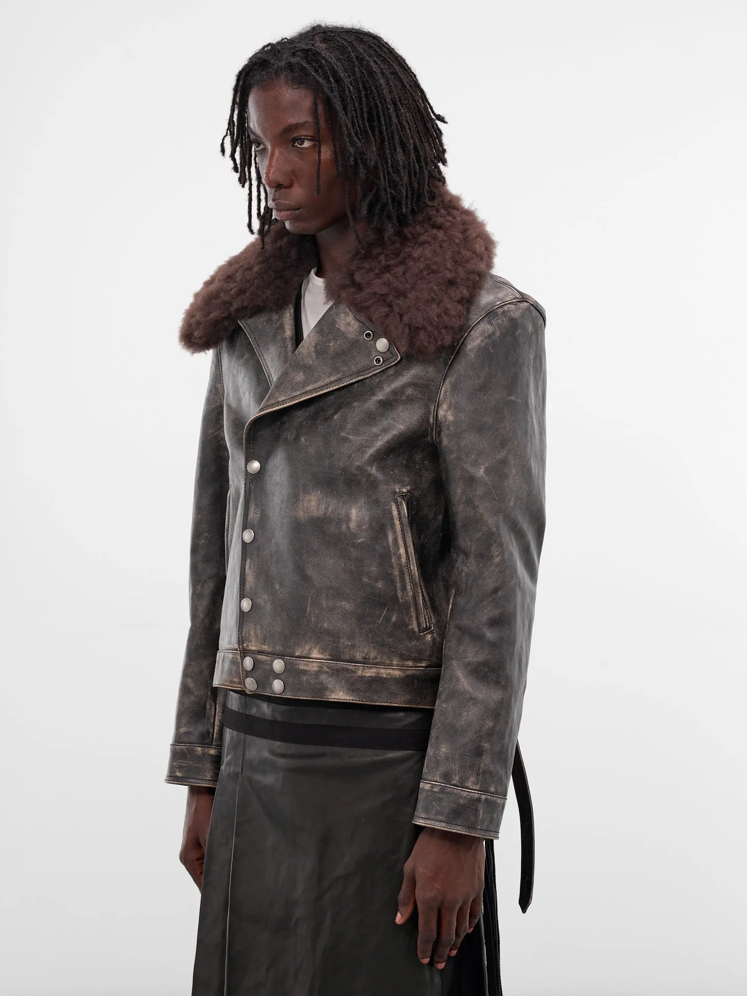 Binus Leather Shearling Aviator Jacket (B0013398-LT169-BLACK-NUDE) sold by lorenzo product image thumbnail 2