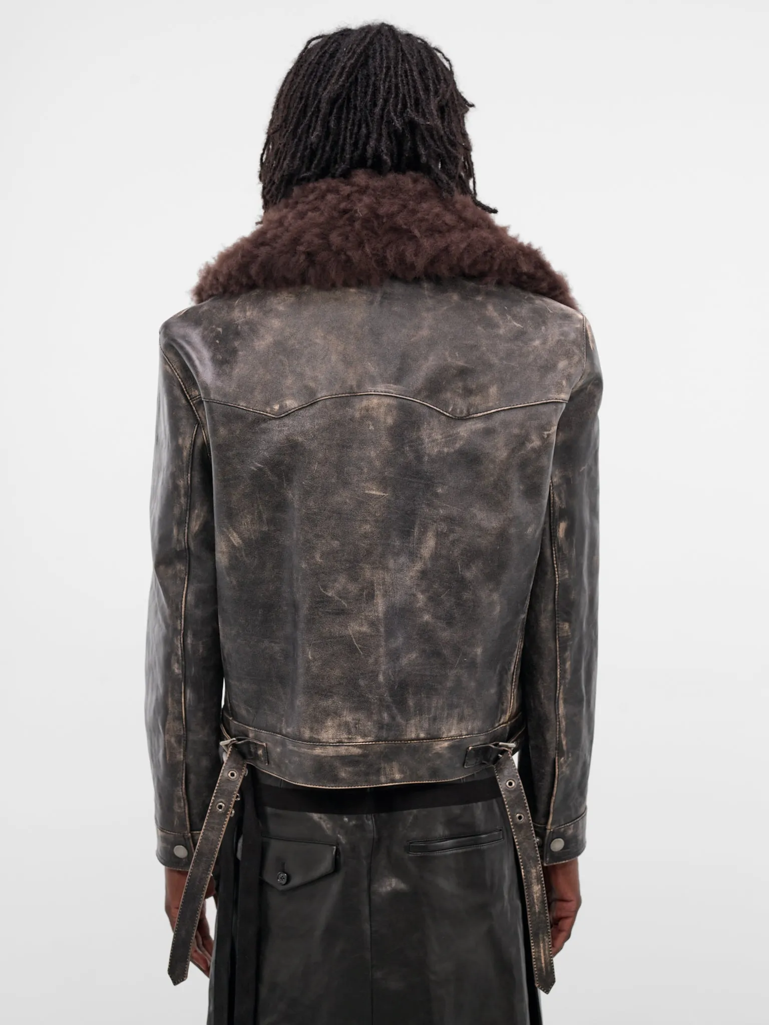 Binus Leather Shearling Aviator Jacket (B0013398-LT169-BLACK-NUDE) sold by lorenzo product image thumbnail 3