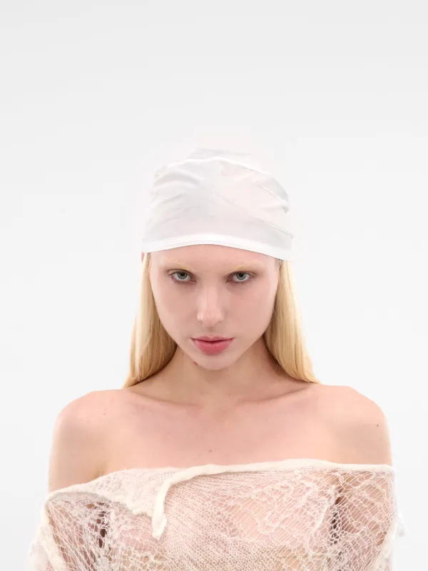 Nour White Crepe Georgette Bandana (B0013646-FA702-NATURAL-WHITE) made by Ann Demeulemeester