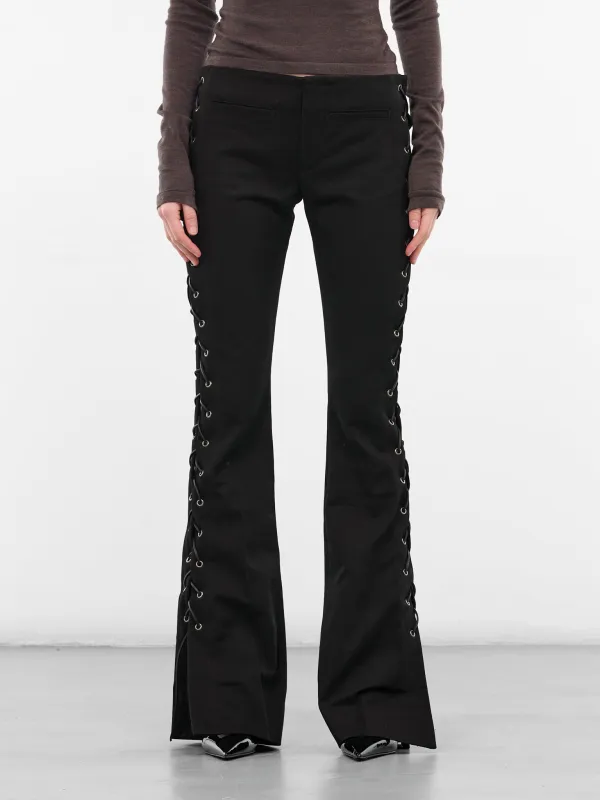 Kel Black Lacing Flared Pants (B0013599-FA696-BLACK) sold by lorenzo