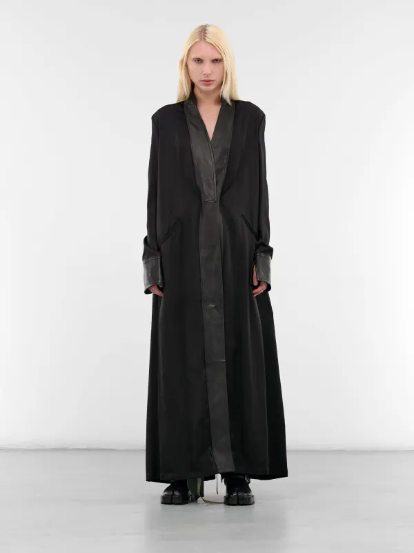 Melia Deconstructed Leather Contrast Coat (B0013583-FA647-BLACK) sold by lorenzo