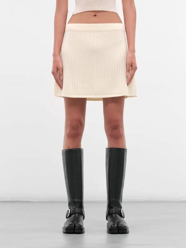 Pia White Ribbed Mini Skirt (22027-PIA-ECRU) sold by lorenzo