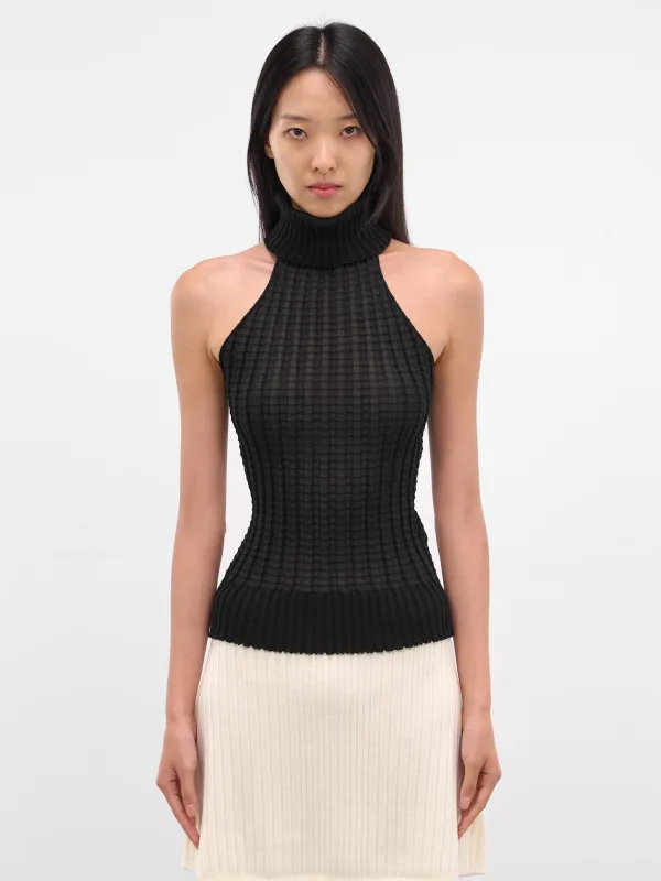 Alba Black Ribbed Halter Turtleneck (21981-ALBA-BLACK) sold by lorenzo