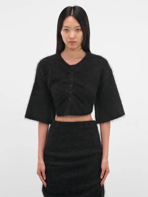 Maja Hairy Knit Cropped Cardigan (21977-MAJA-BLACK) sold by lorenzo