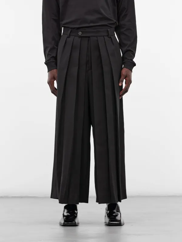 Black Wool Hakama Trousers (HAKAMA-LONG-MATTE-SHINY-BLACK) sold by lorenzo