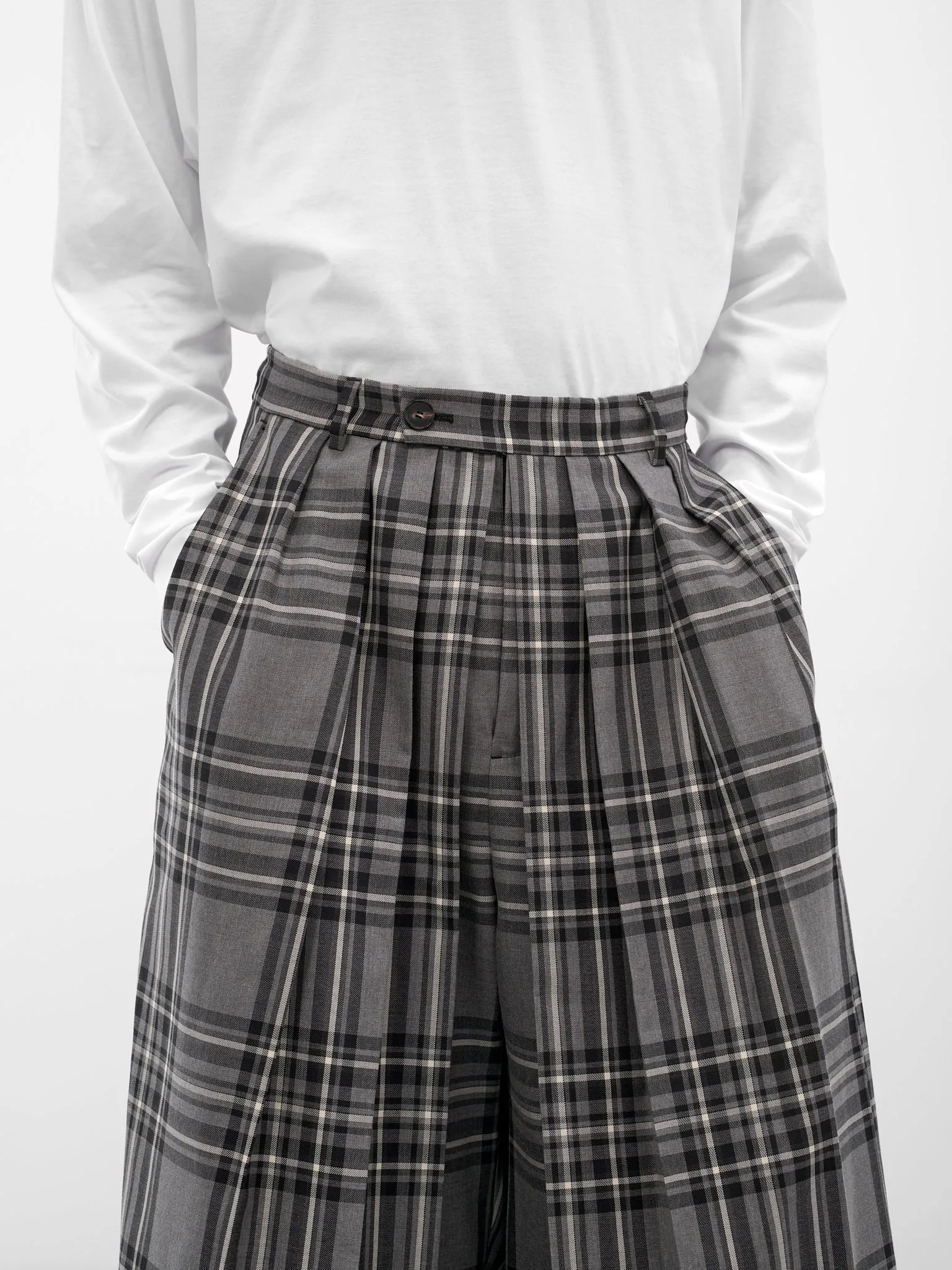 Wool Tartan Hakama Cropped Pants (HAKAMA-PANTS-WOOL-TARTAN) sold by lorenzo product image thumbnail 4