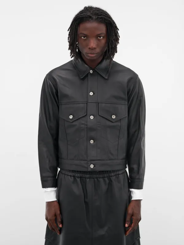 Black Labm Leather Trucker Jacket (DENIM-JACKET-2-RUCHE-BLACK) sold by lorenzo