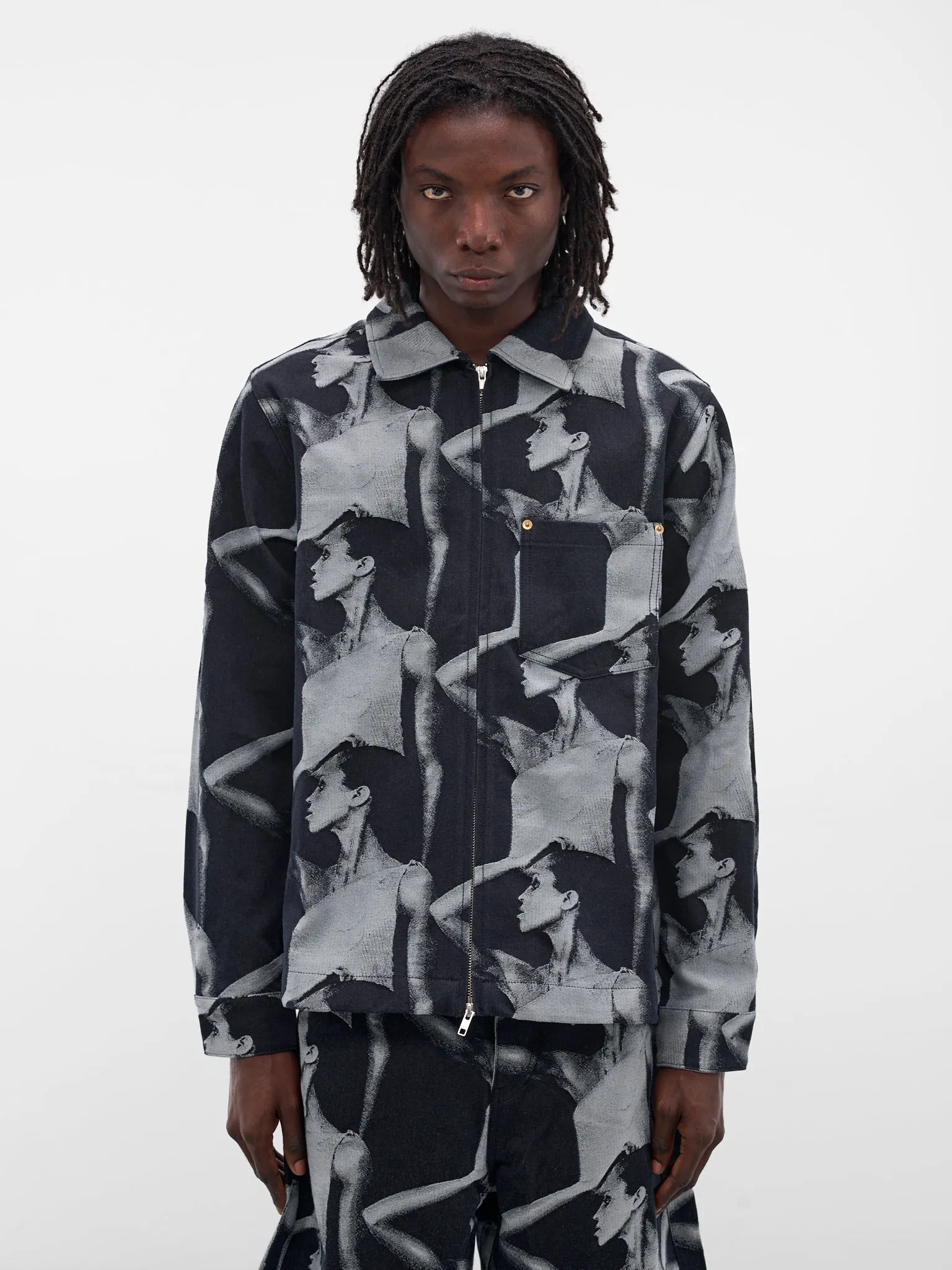 Indigo Jet Denim Zip Jacket (UA25DE02-CO02-504-INDIGO) sold by lorenzo