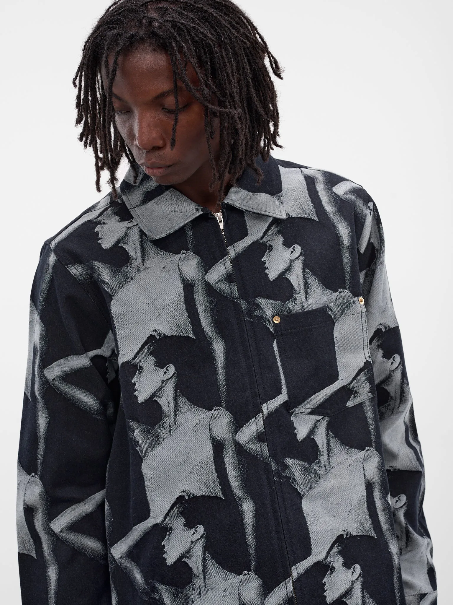 Indigo Jet Denim Zip Jacket (UA25DE02-CO02-504-INDIGO) sold by lorenzo product image thumbnail 4