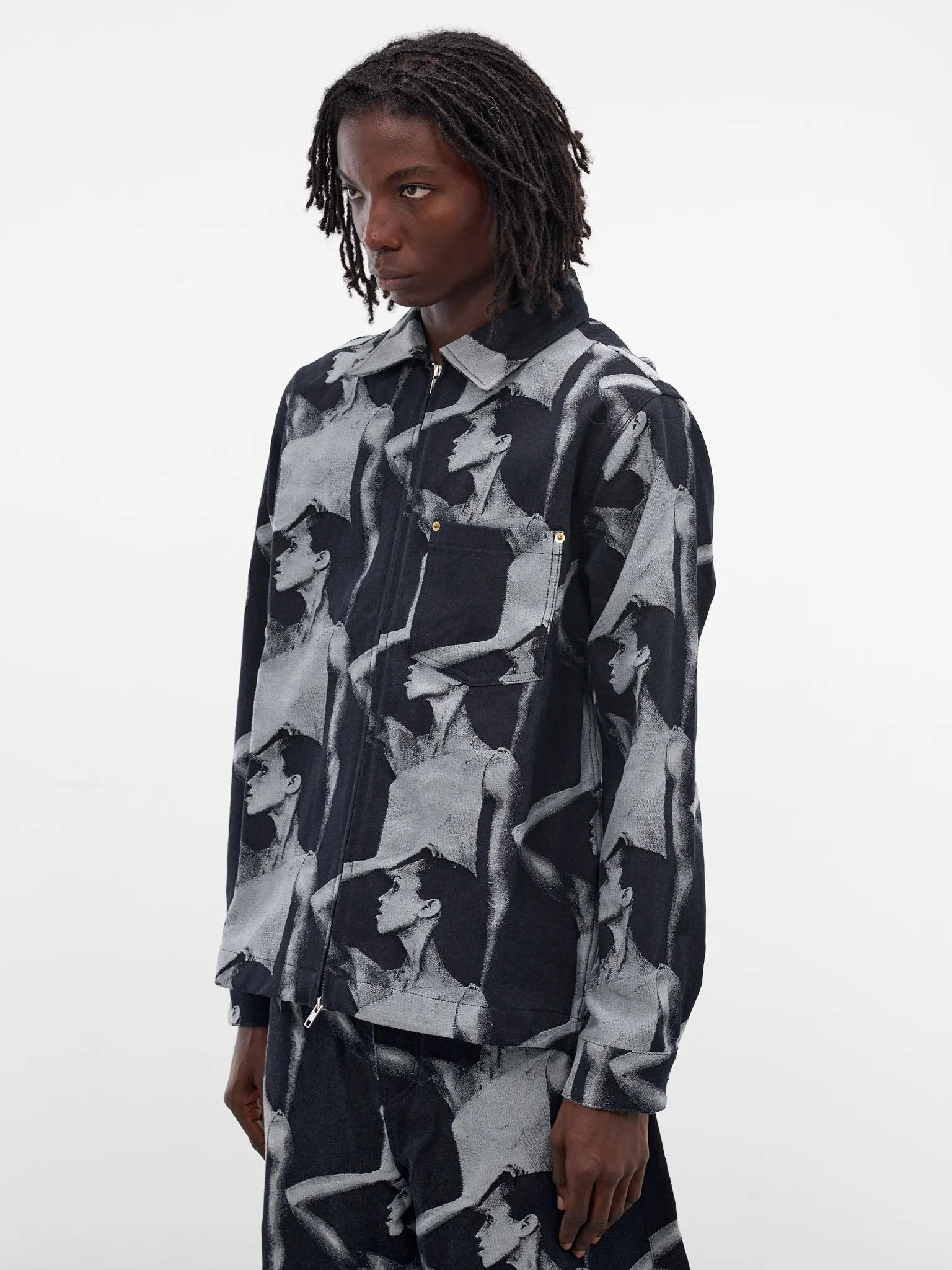 Indigo Jet Denim Zip Jacket (UA25DE02-CO02-504-INDIGO) sold by lorenzo product image thumbnail 2