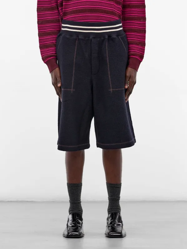 Navy October Wool Varsity Shorts (MA25JE19-JE04-503-NAVY) sold by lorenzo