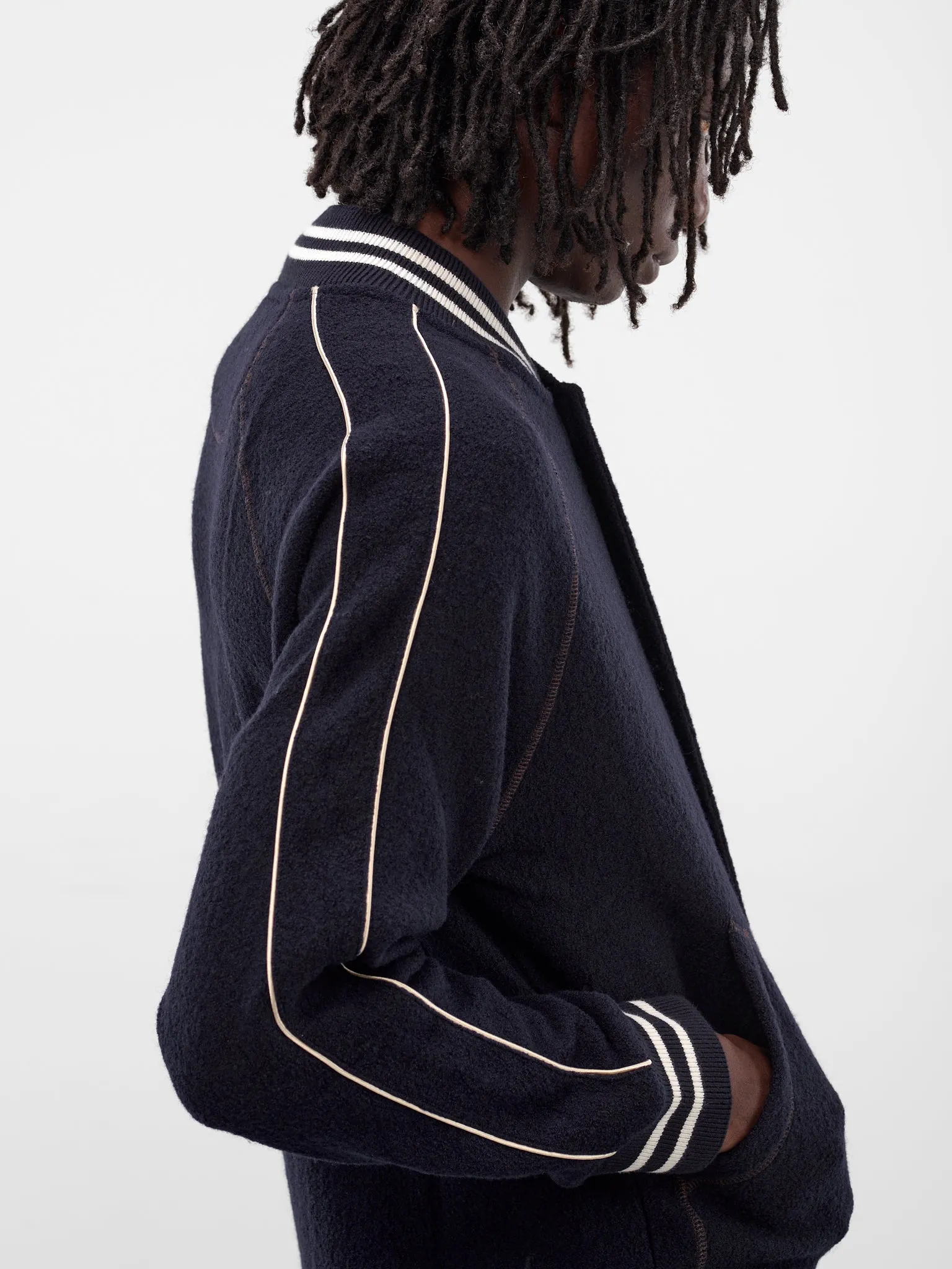 Navy October Wool Varsity Jacket (MA25JE18-JE04-503-NAVY) sold by lorenzo product image thumbnail 4