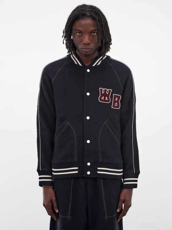 Navy October Wool Varsity Jacket (MA25JE18-JE04-503-NAVY) sold by lorenzo
