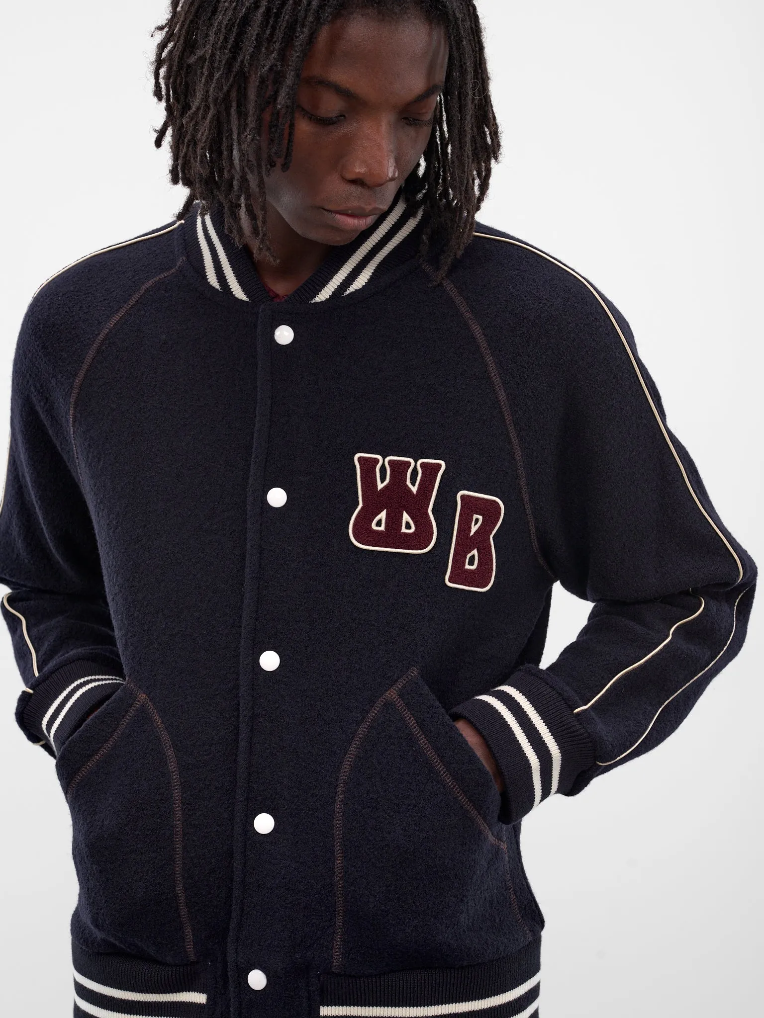 Navy October Wool Varsity Jacket (MA25JE18-JE04-503-NAVY) sold by lorenzo product image thumbnail 5