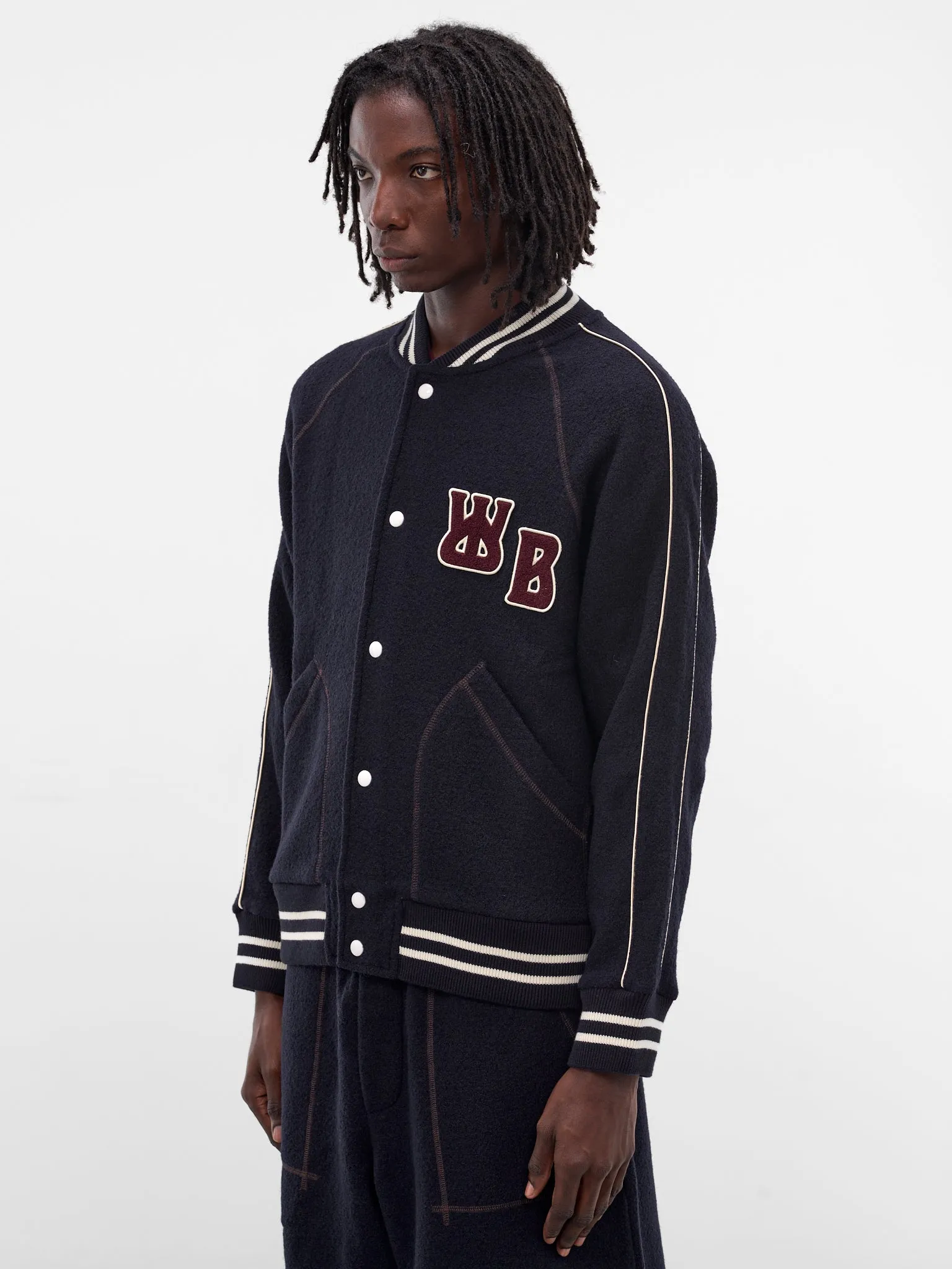 Navy October Wool Varsity Jacket (MA25JE18-JE04-503-NAVY) sold by lorenzo product image thumbnail 2