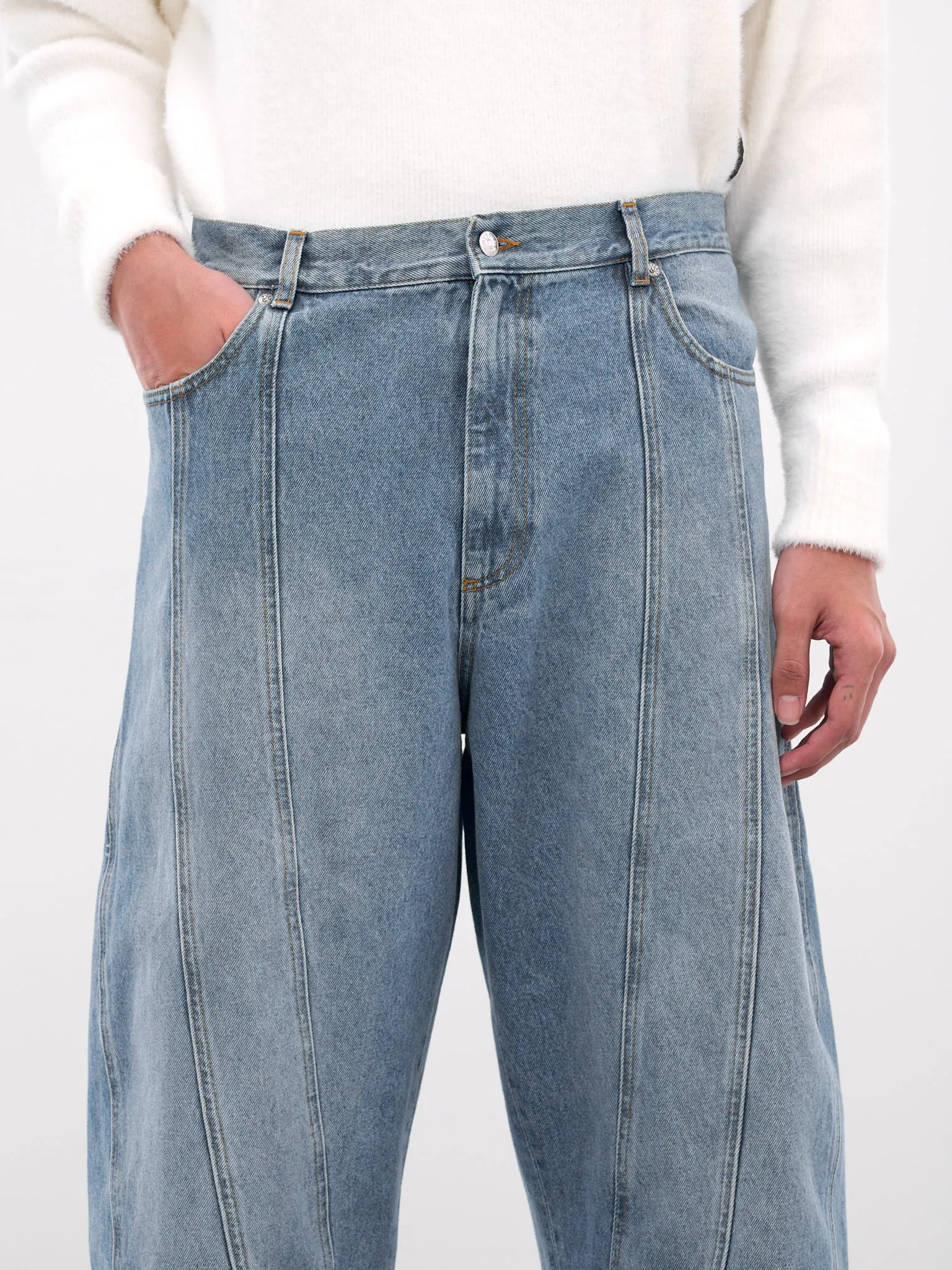 Blue Denim Baggy Twisted Jeans (25F6PA0515211-MEDIUM-BLUE) sold by lorenzo product image thumbnail 4
